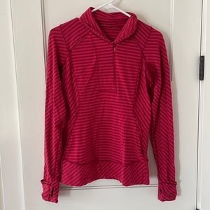Lululemon Think Fast Pullover Double Trouble Stripe Boom Juice DeepestCranberry